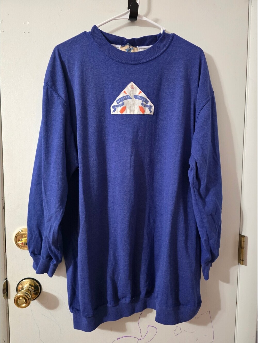 Vintage 80s 90s Beverly Hills Polo Club Sweatshirt 1X Blue Crewneck Taiwan
